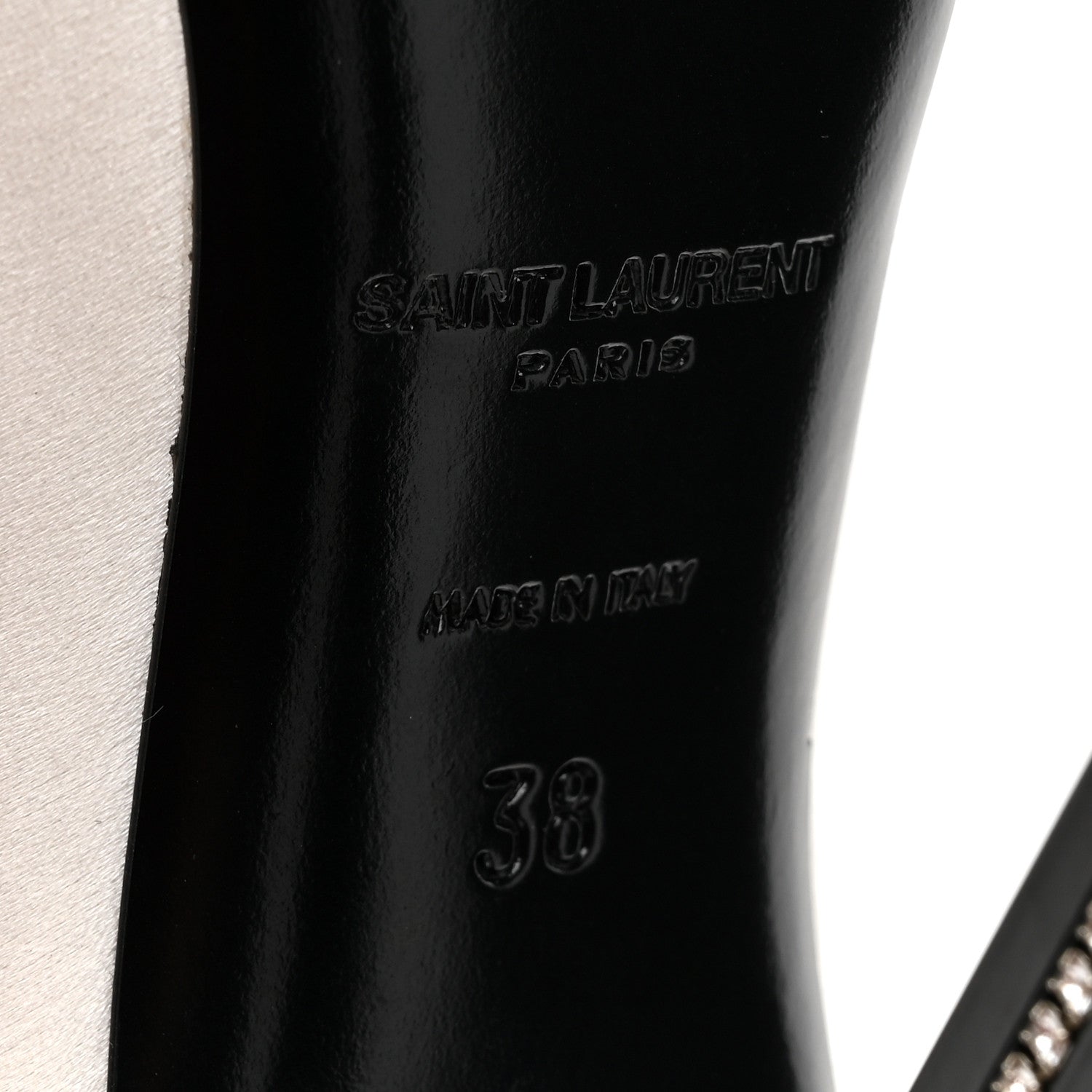 Saint Laurent Satin Crystal Embellished Tower 110 Pump 38 Optique White 7 of 14