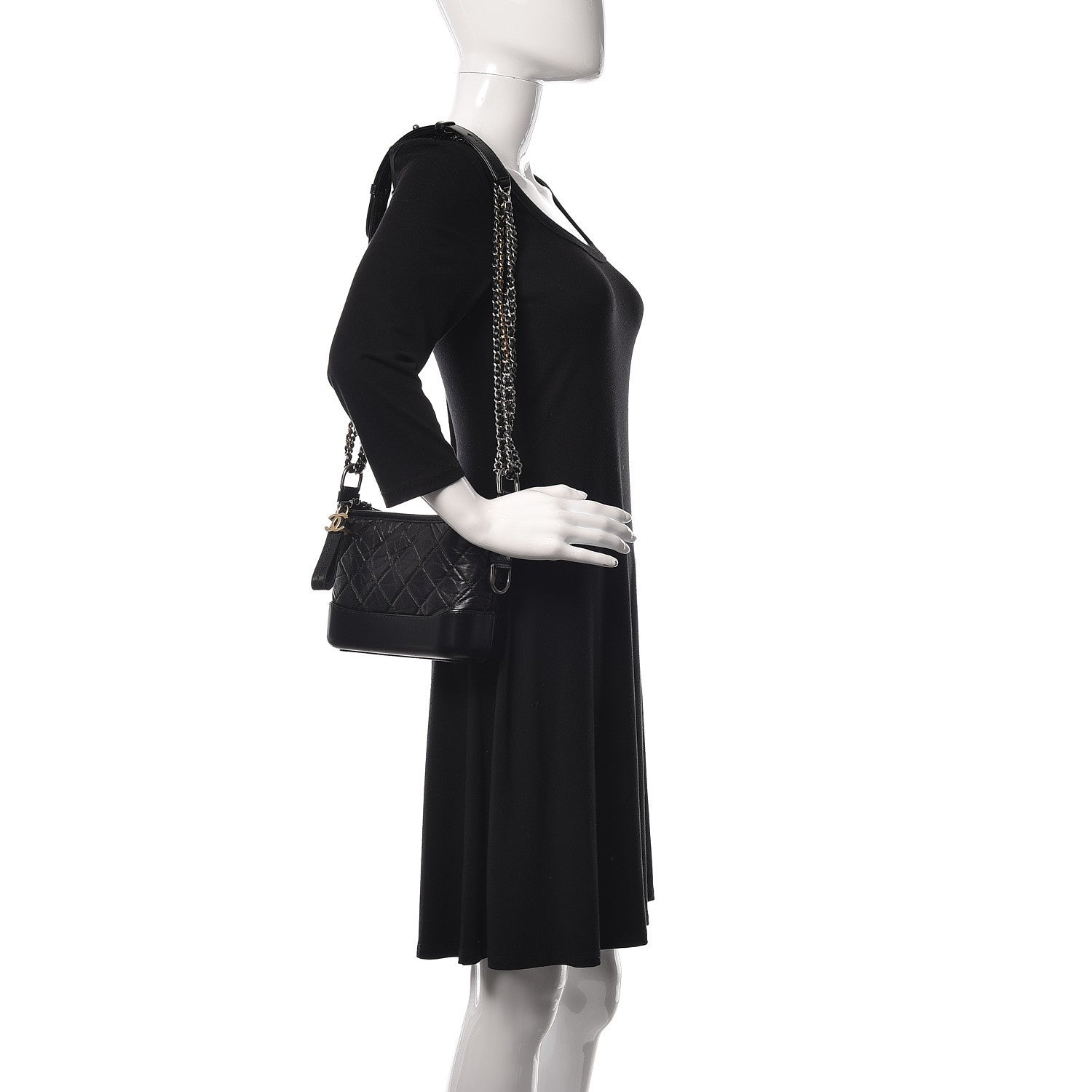 Chanel Aged Calfskin Quilted Small Gabrielle Hobo Black 2 of 10