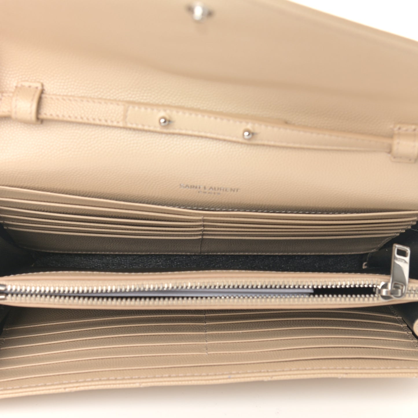Grain De Poudre Matelasse Chevron Monogram Chain Wallet Nude Powder