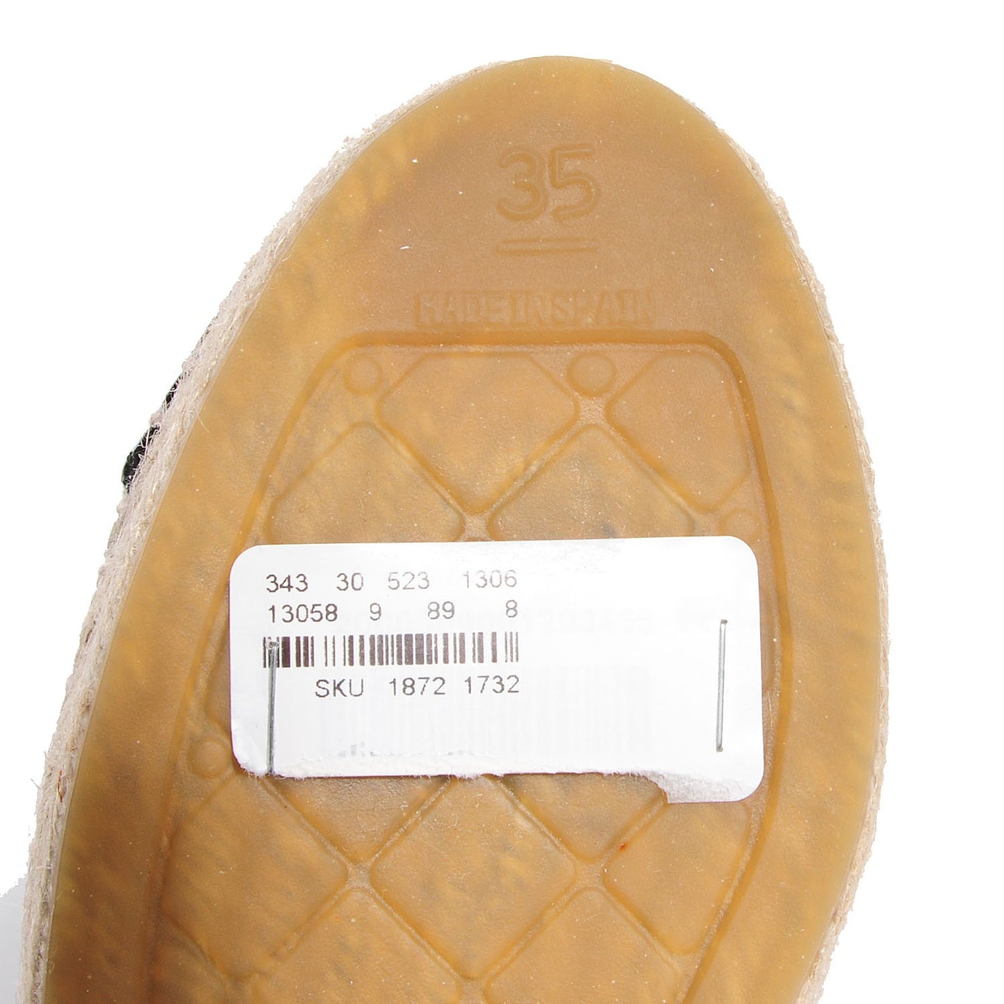 Crackled Calfskin High Top Espadrilles 35 Beige Black