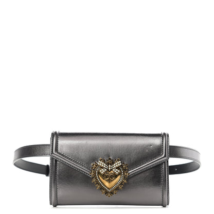 Dolce & Gabbana Metallic Agnello Vitello Devotion Belt Bag 95 38 Argento Scuro 1 of 11