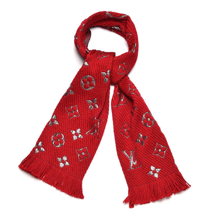 Louis Vuitton Wool Silk Logomania Shine Scarf Rubis 1 of 4