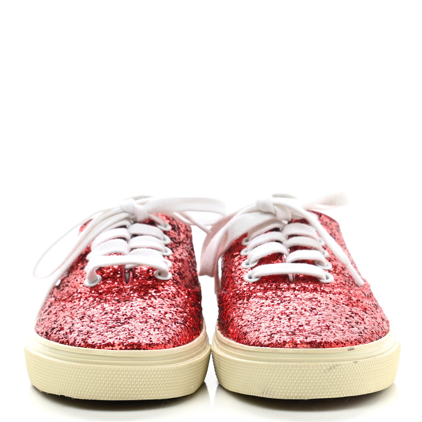 Calfskin Crystal Glitter Venice Low Top Sneakers 38.5 Red