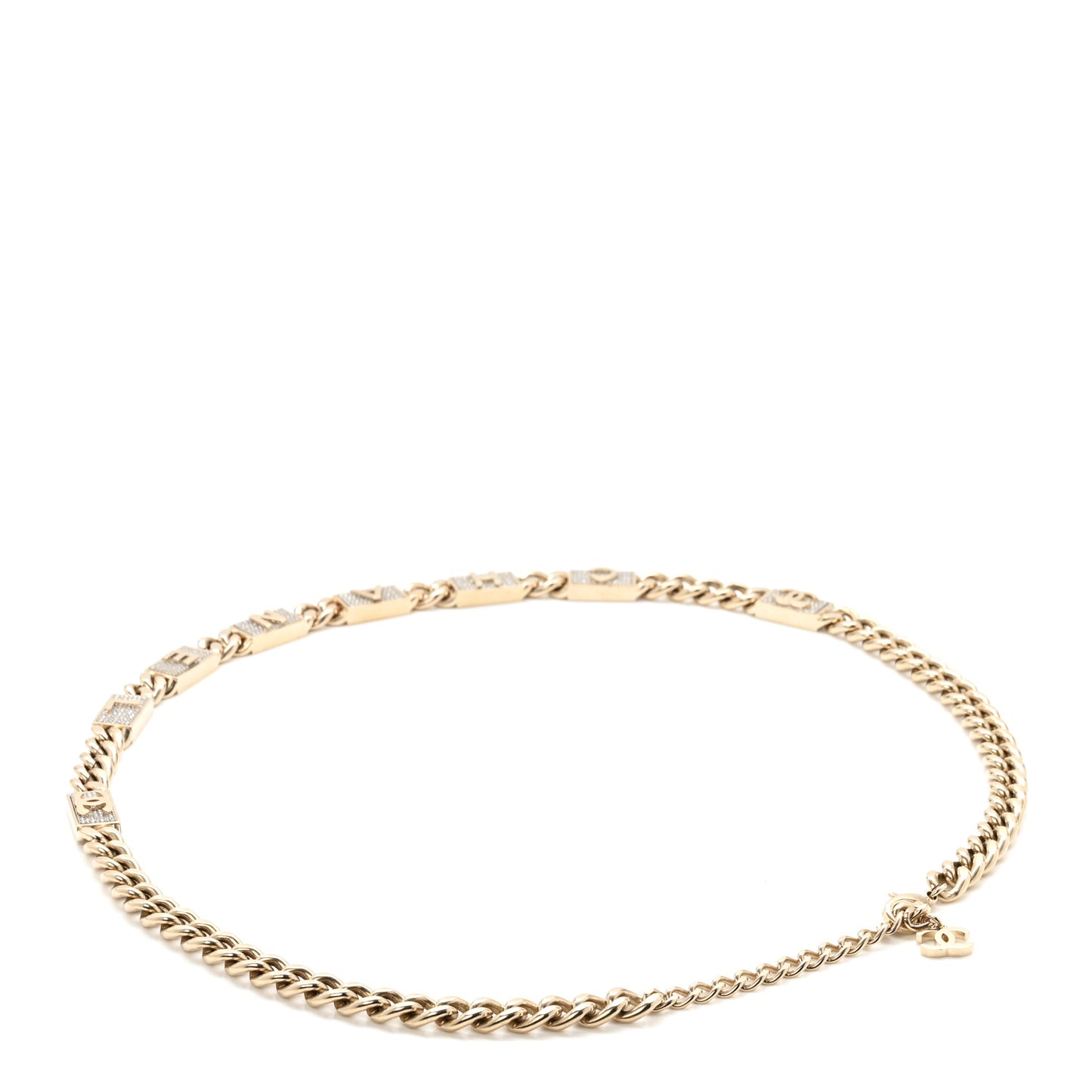 Crystal CC Chain Letters Belt Gold