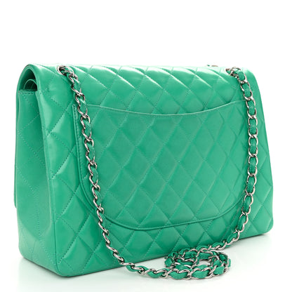 Chanel Lambskin Quilted Maxi Double Flap Green 3 of 13