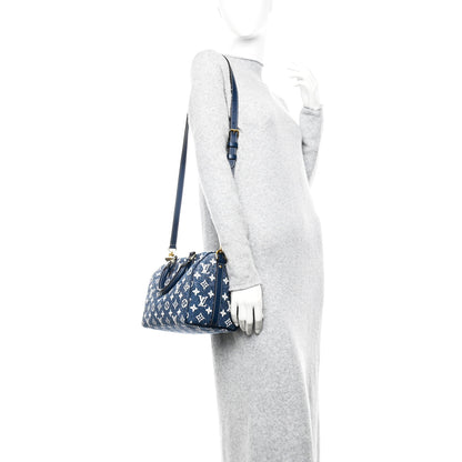 Louis Vuitton Monogram Jacquard Denim Speedy Bandouliere 25 Bleu 2 of 9