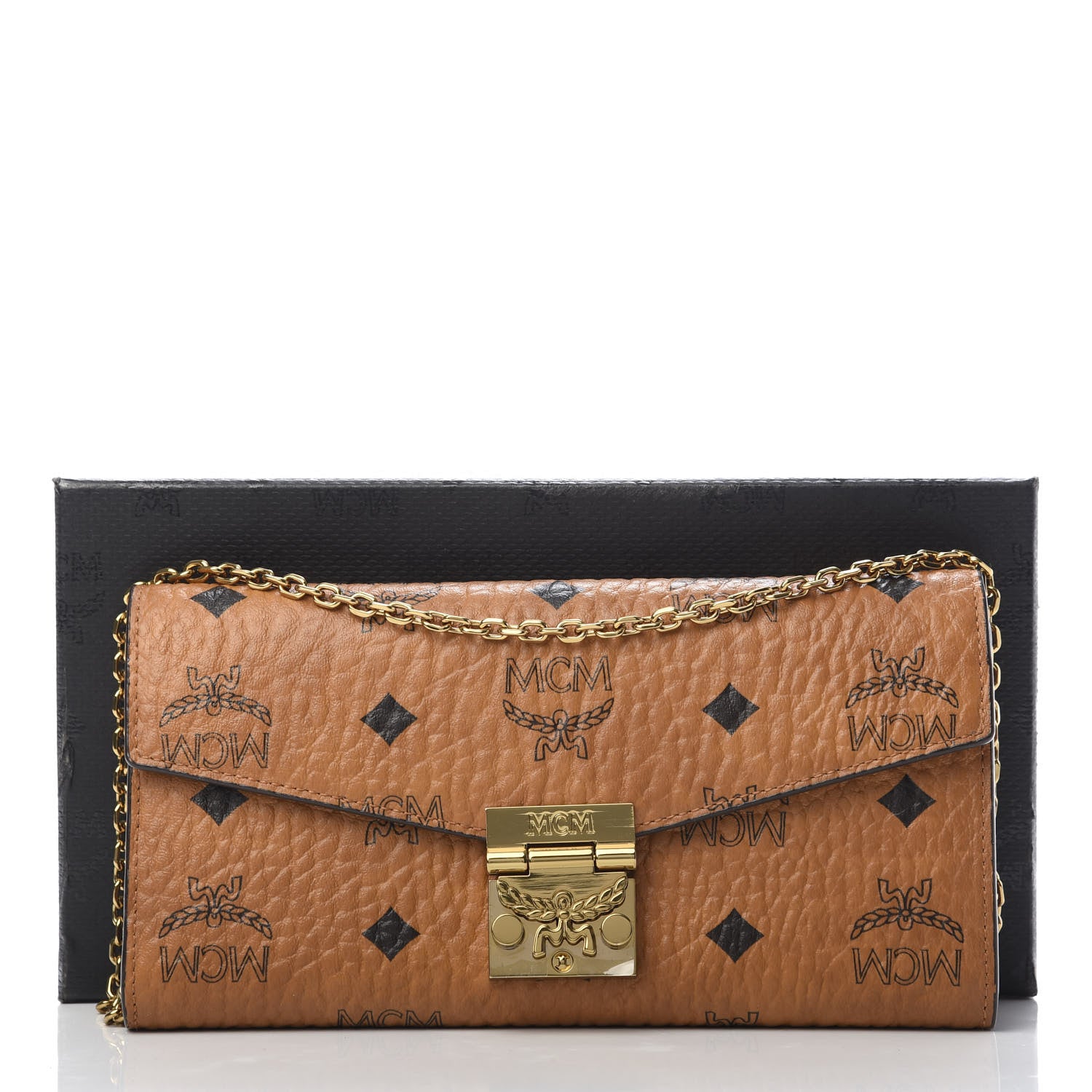 MCM Visetos Large Patricia Wallet On Chain Cognac 11 of 11