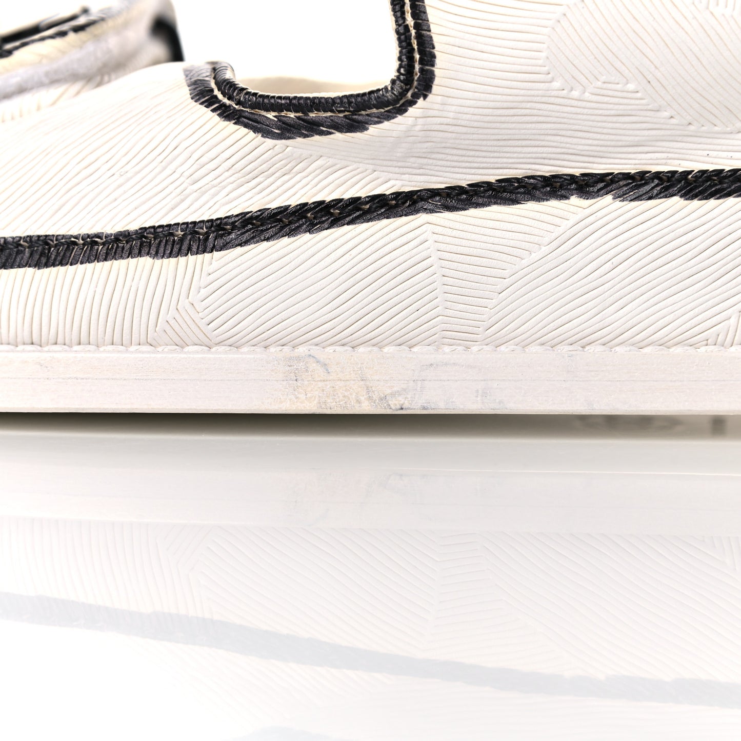 Printed Calfskin Velcro Dad Sandals 42 White Black