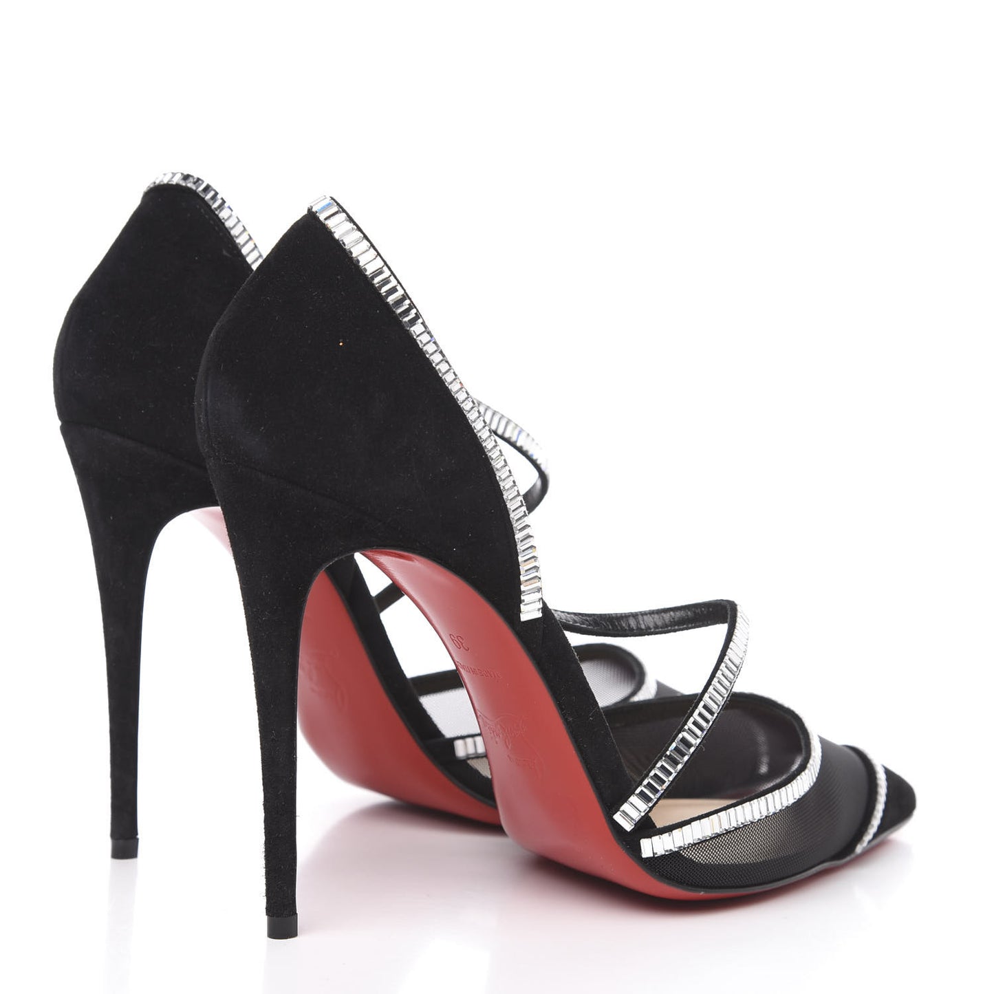 Suede Mesh Embellished Crystal Chiara Dams 100 Pumps 39 Black