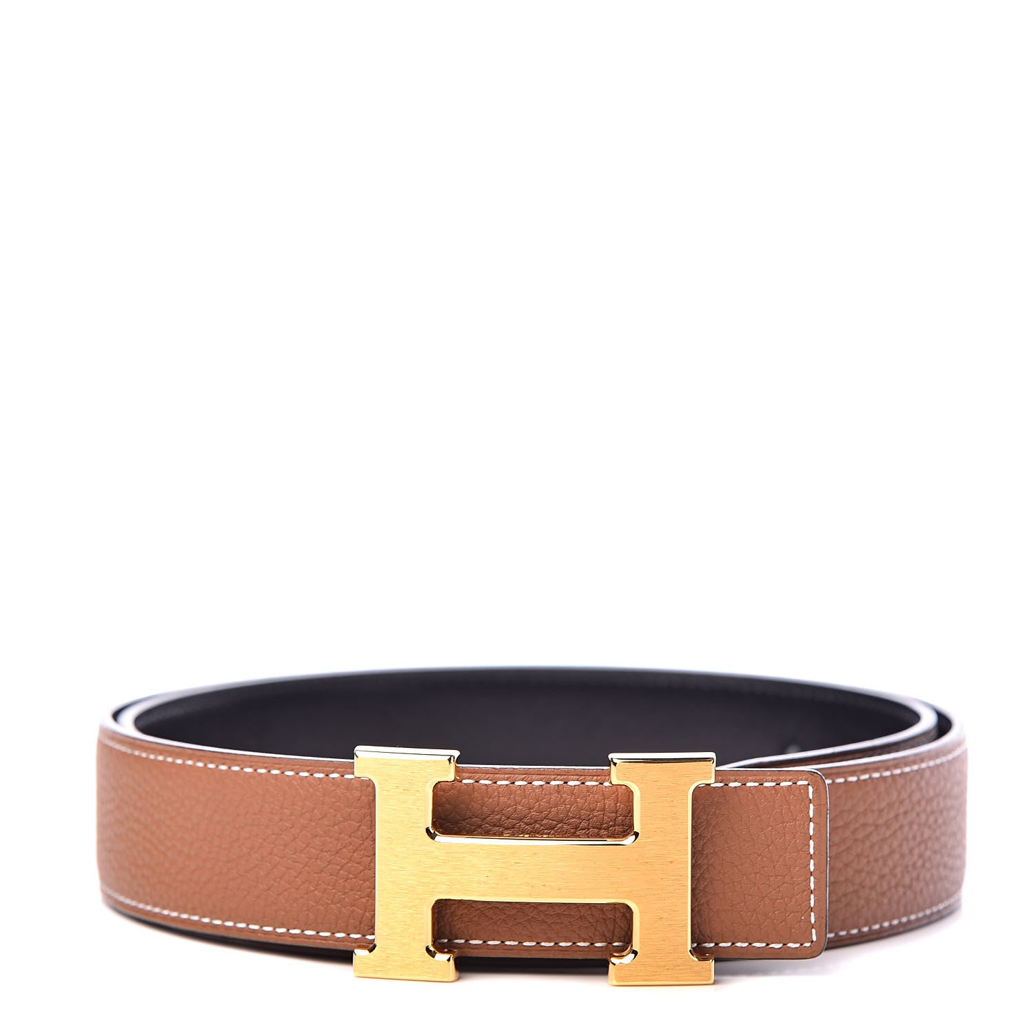 Hermes Box Togo 32mm H Belt 85 Black Gold 1 of 7