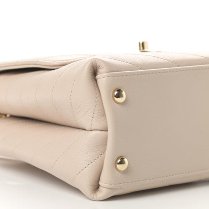 Chanel Grained Calfskin Small Chevron Chic Top Handle Flap Beige 6 of 14