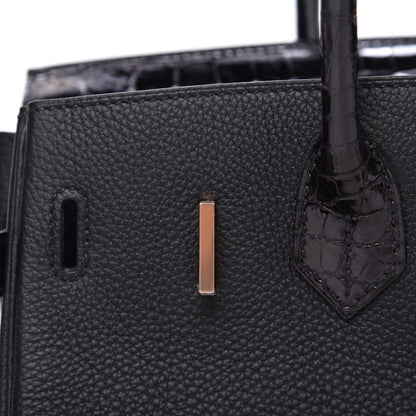 Hermes Taurillon Novillo Shiny Niloticus Crocodile Birkin Touch 30 Black 25 of 32