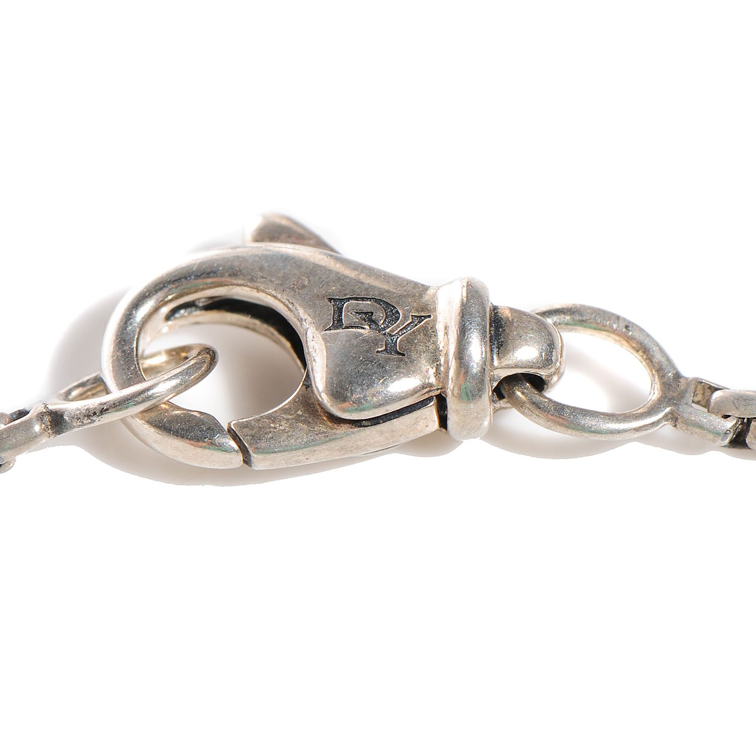 David Yurman Sterling Silver Mother Of Pearl Diamond Small Dog Tag Necklace 4 of 6