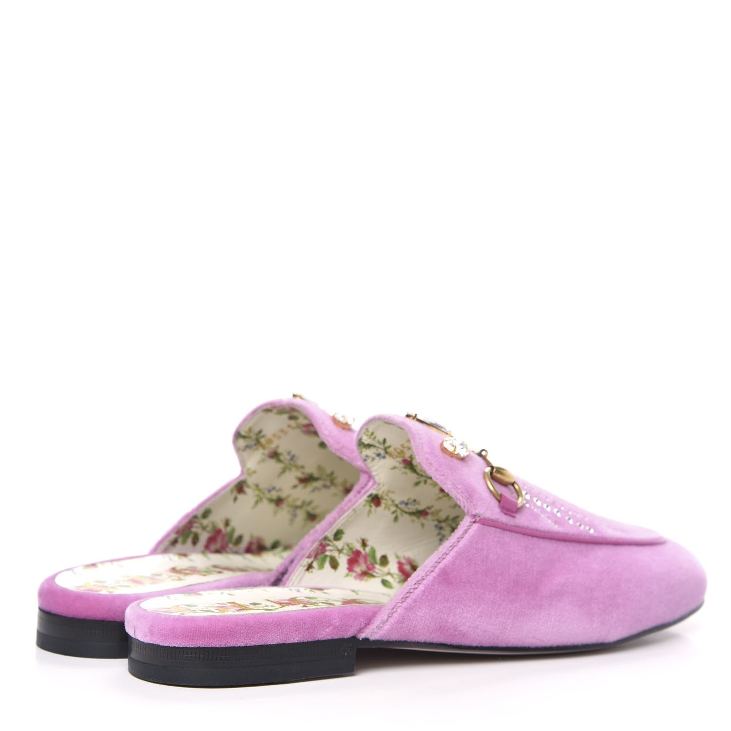 Gucci Velvet Marquise Crystals Womens Princetown Slippers 37.5 Malva Dark Malva 4 of 9