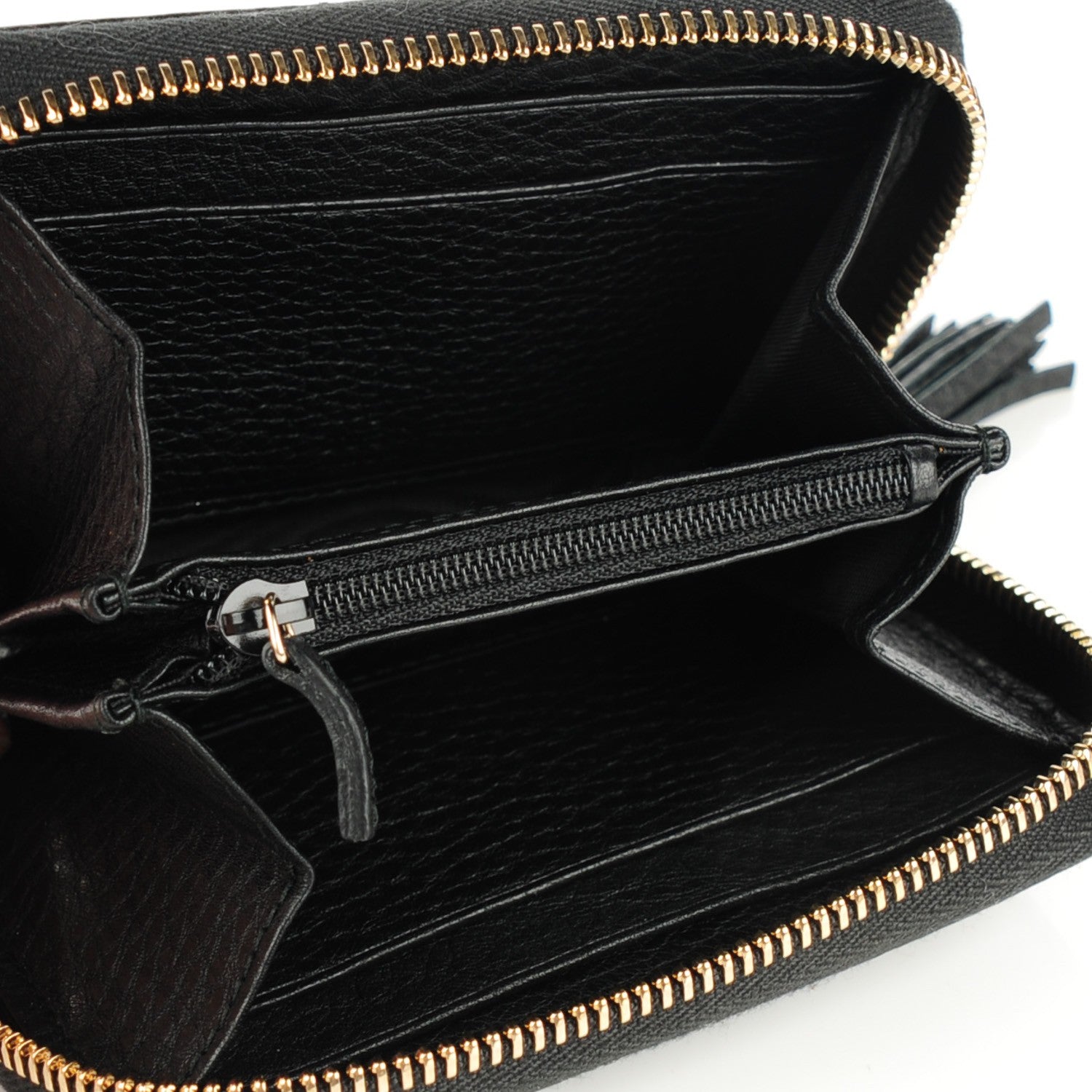 Gucci Pebbled Calfskin Soho Compact Disco Zip Around Wallet Black 5 of 7