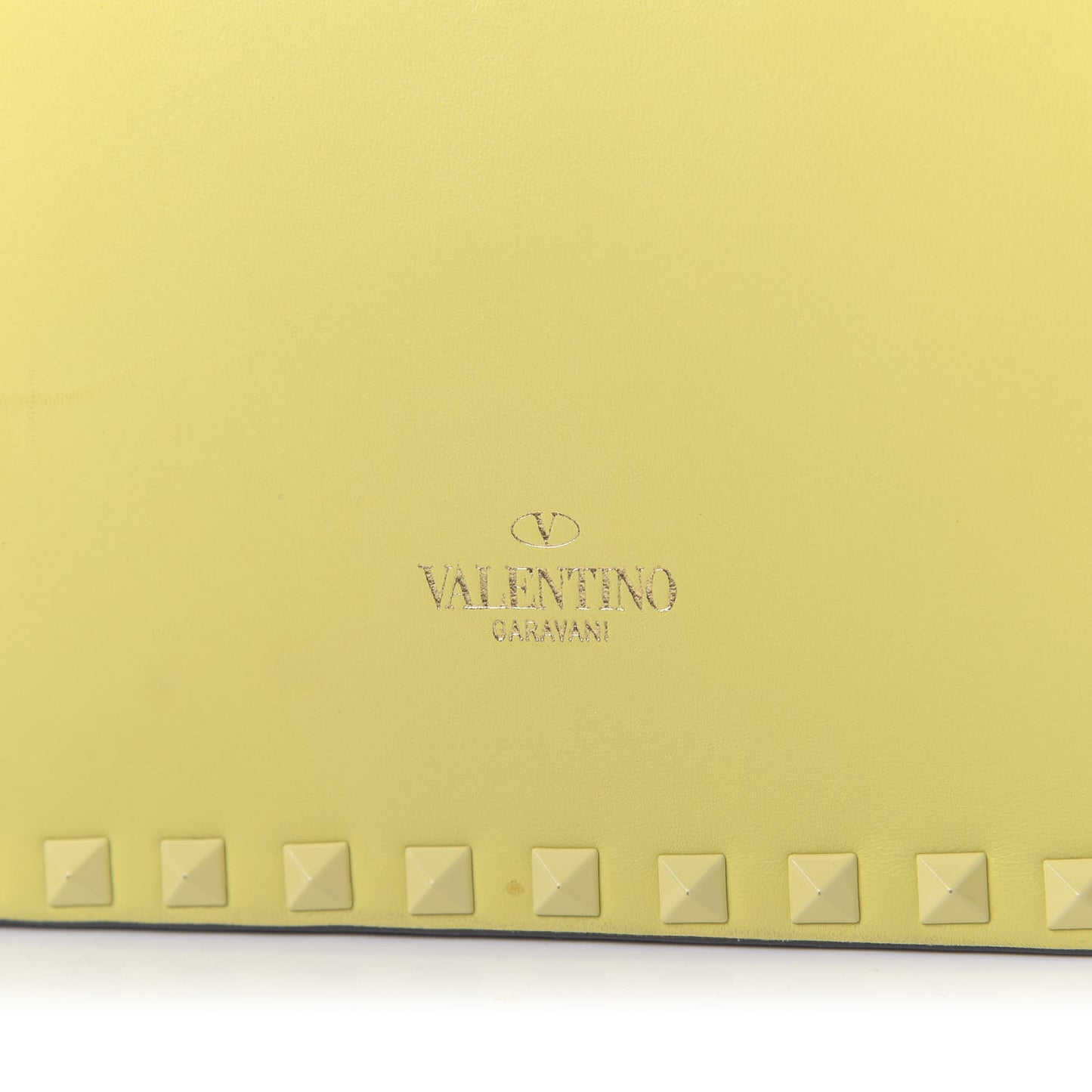 Nappa Monochrome Rockstud Wristlet Clutch Soft Yellow