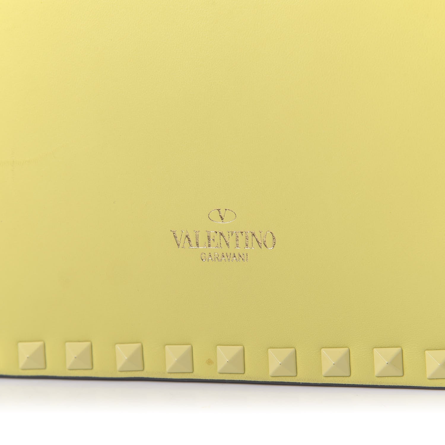 Valentino Garavani Nappa Monochrome Rockstud Wristlet Clutch Soft Yellow 13 of 13