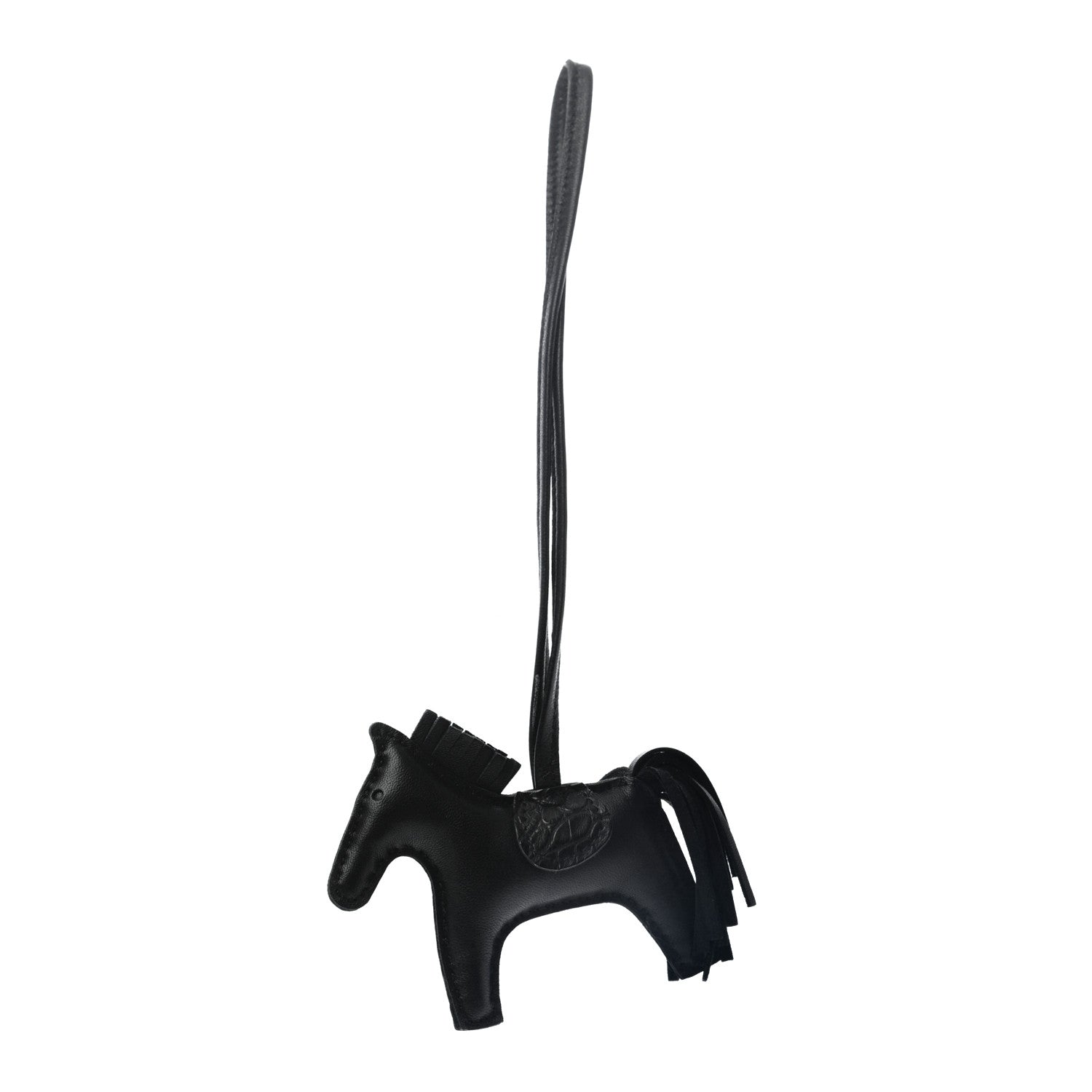Hermes Milo Lambskin Matte Alligator Touch Grigri Rodeo Horse Bag Charm PM So Black 1 of 4