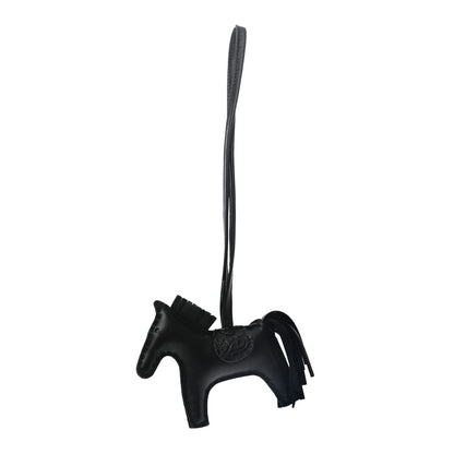 Hermes Milo Lambskin Matte Alligator Touch Grigri Rodeo Horse Bag Charm PM So Black 1 of 4
