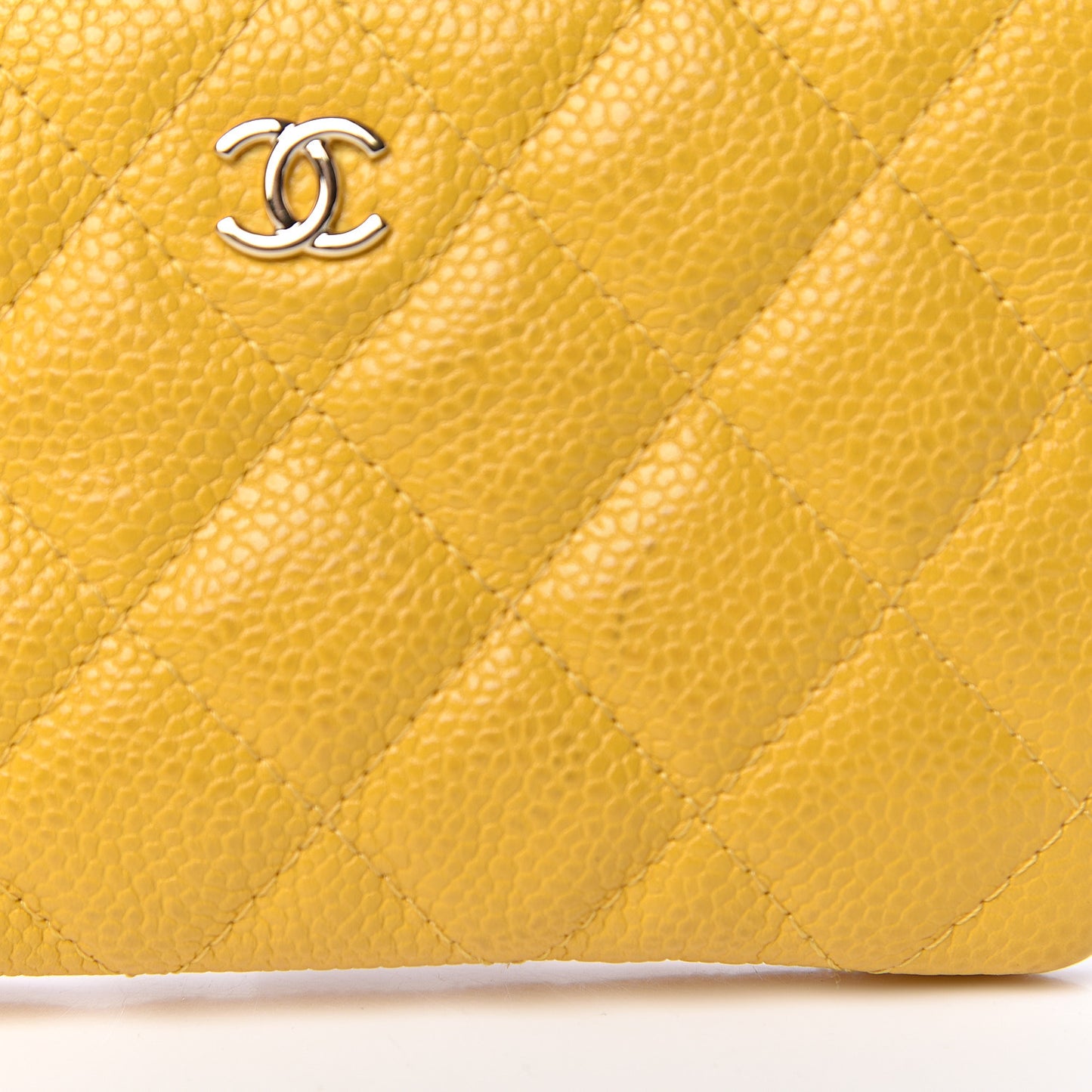 Caviar Quilted Small Cosmetic Case Yellow