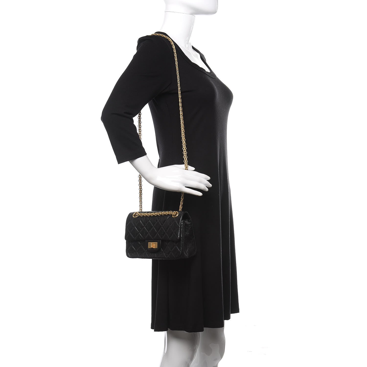 Chanel Aged Calfskin Quilted 2.55 Reissue Mini Flap Black 2 of 11