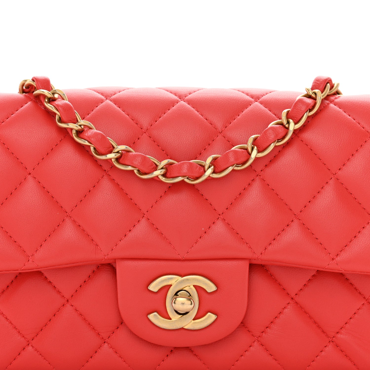 Chanel Lambskin Quilted Mini Rectangular Flap Red 5 of 12