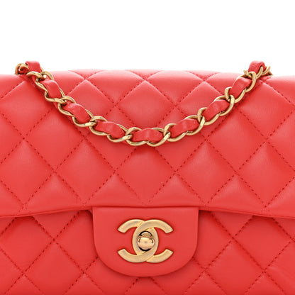 Chanel Lambskin Quilted Mini Rectangular Flap Red 5 of 12