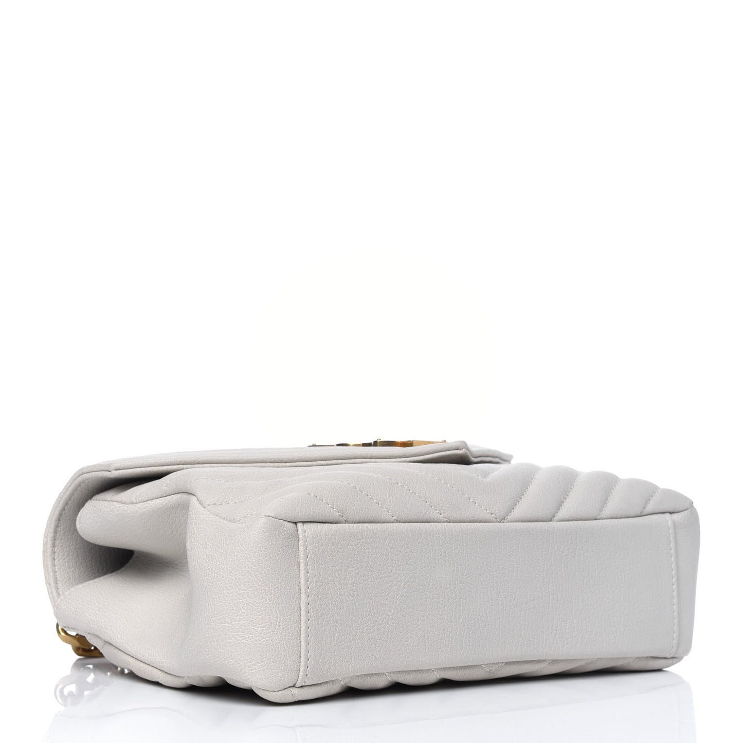 Sheepskin Matelasse Chevron Monogram Medium College Bag Crema Soft