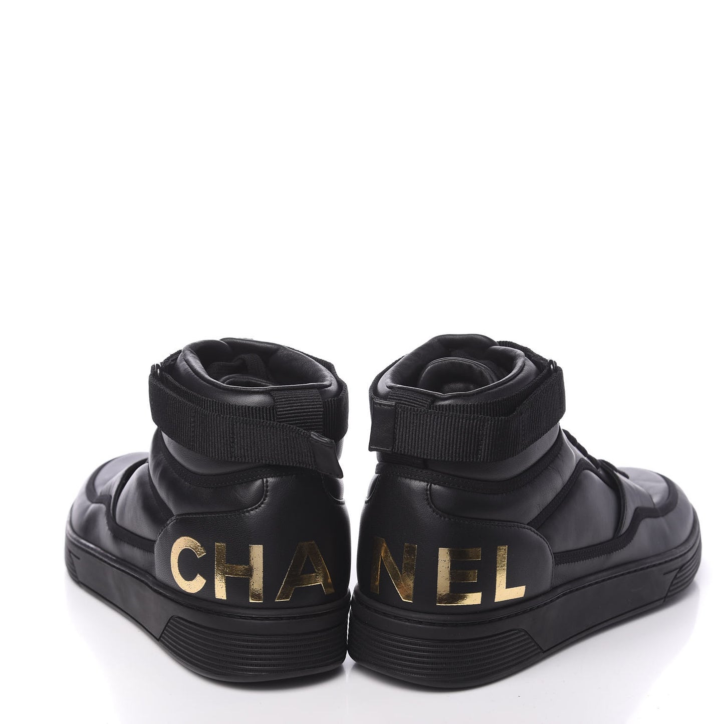 Lambskin Mens Logo High Top Sneakers 46 Black