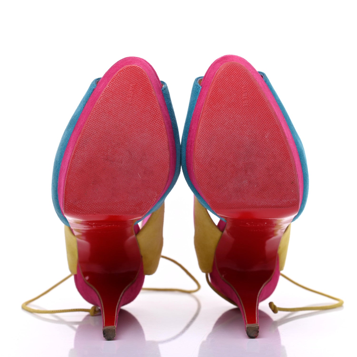 Christian Louboutin Suede Mesh Farfamesh 160 Peep Toe Platform Booties 36.5Multicolor 5 of 14