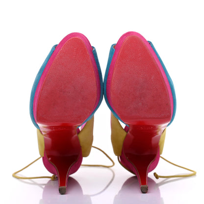 Christian Louboutin Suede Mesh Farfamesh 160 Peep Toe Platform Booties 36.5Multicolor 5 of 14