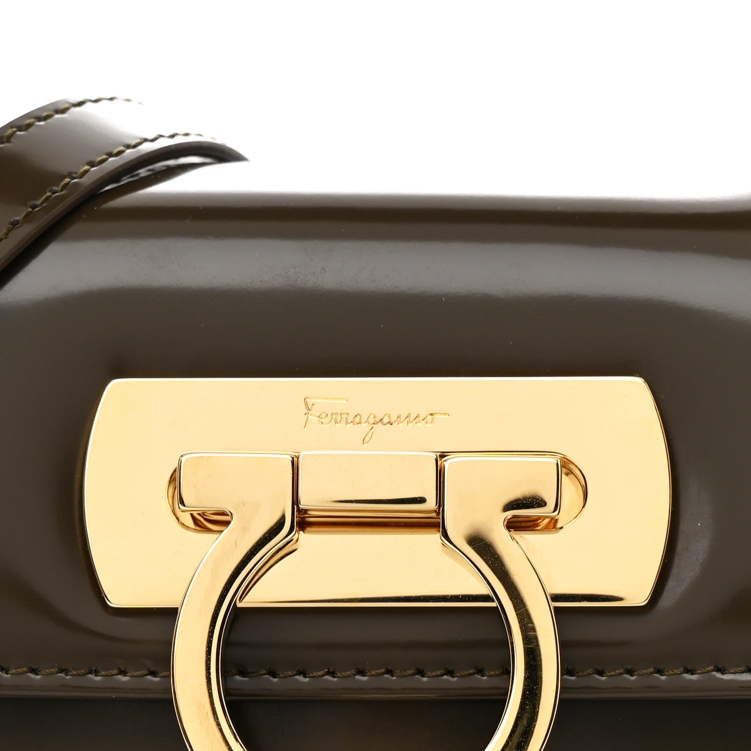 Salvatore Ferragamo Brushed Off Calfskin Small Iconic Top Handle Bag Moss 9 of 12