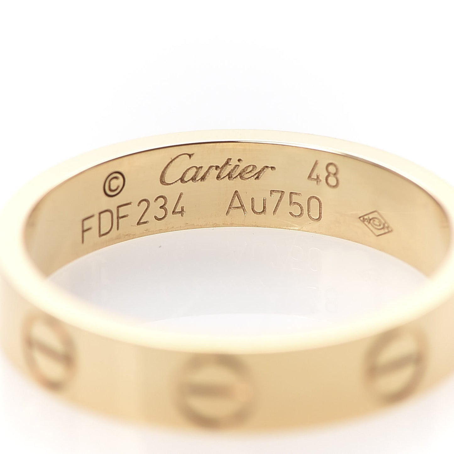 18K Yellow Gold 3.5mm LOVE Wedding Band Ring 48 4.5