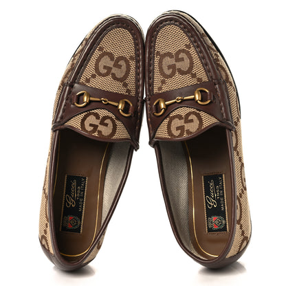 Gucci Monogram Jumbo GG Malaga Kid Horsebit Womens Jordaan Loafers 36.5 Camel Ebony New Acero Beige 2 of 9