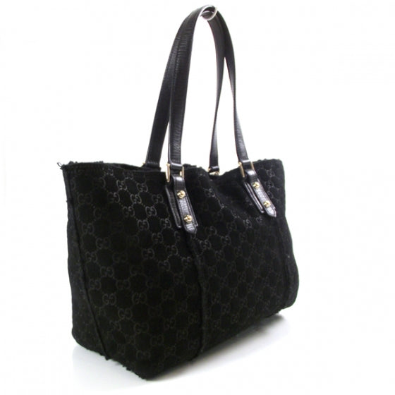 Suede Shearling Guccissima Jolicoeur Tote Black