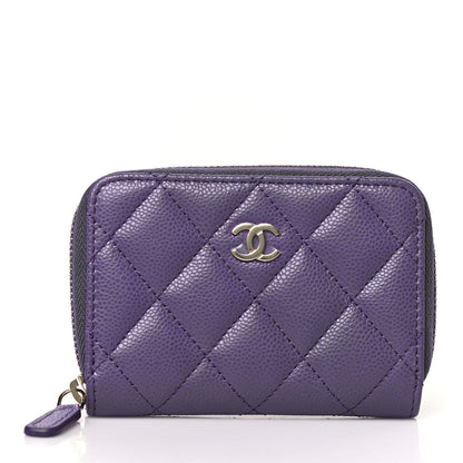 Chanel Caviar Quilted Zip Coin Purse Purple 1 of 8