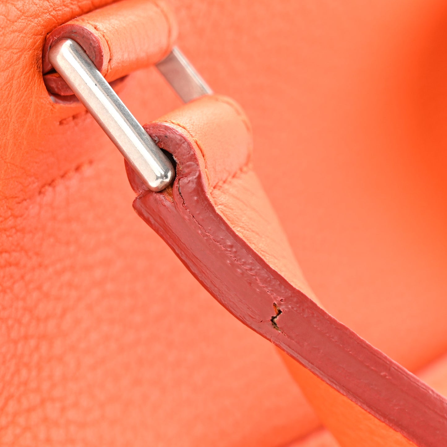 Grained Calfskin Medium Edge Shoulder Bag Vermillion
