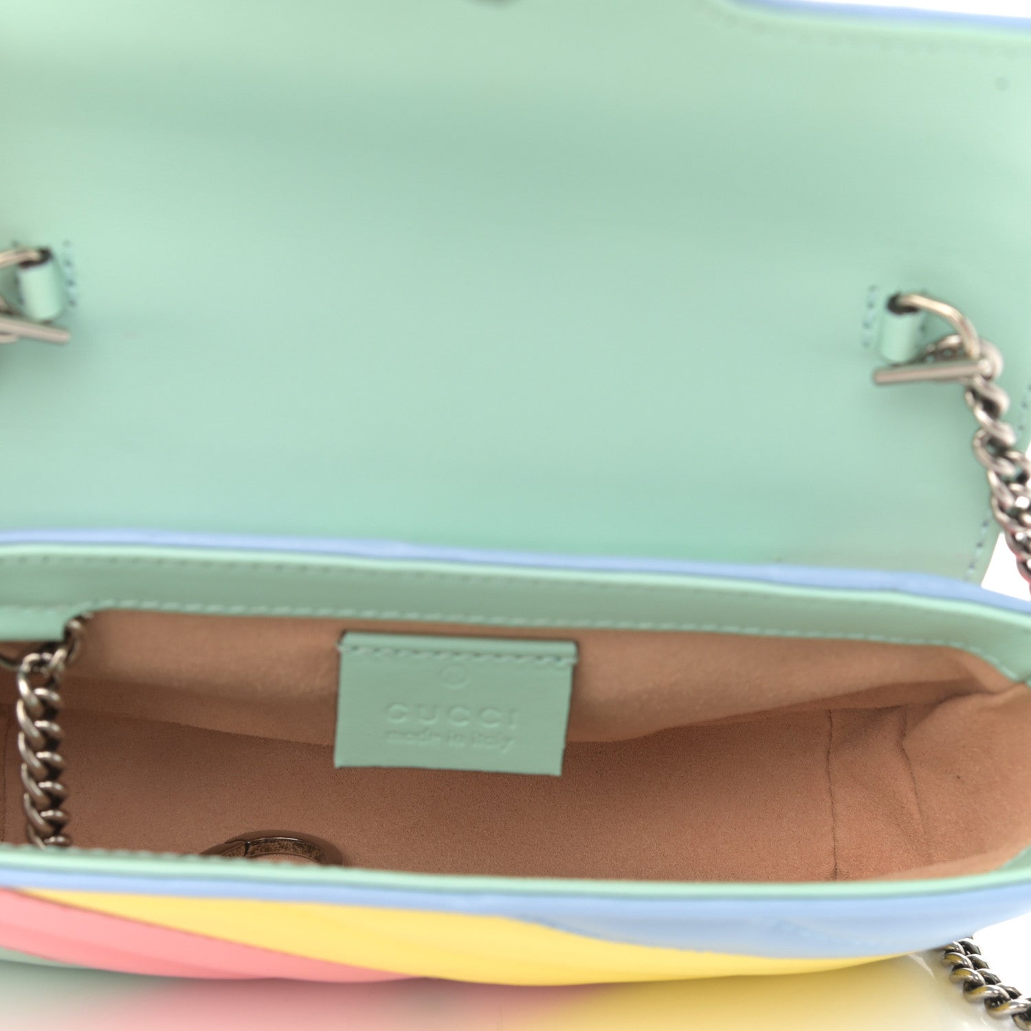 Gucci Calfskin Matelasse Diagonal Super Mini GG Marmont Shoulder Bag Multicolor Pastel 5 of 11