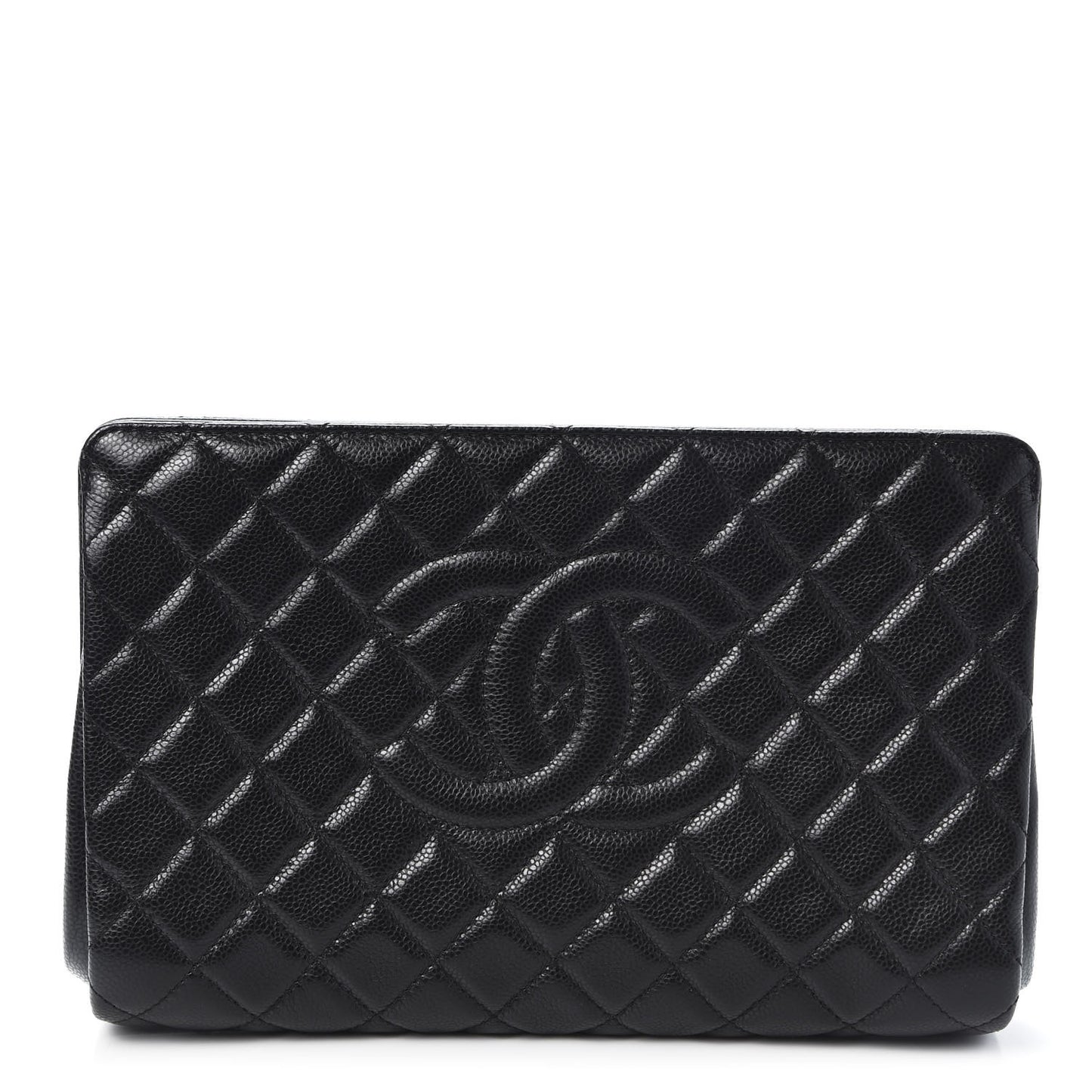 Caviar Quilted CC Large Clutch Black