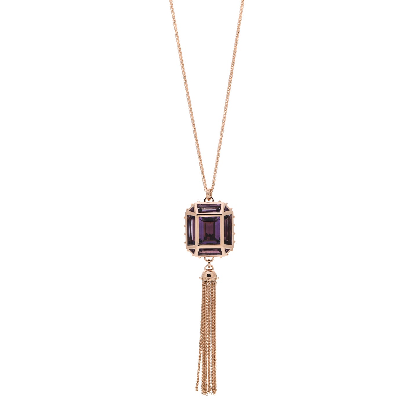 18K Pink Gold Amethyst Emprise Pendant Necklace