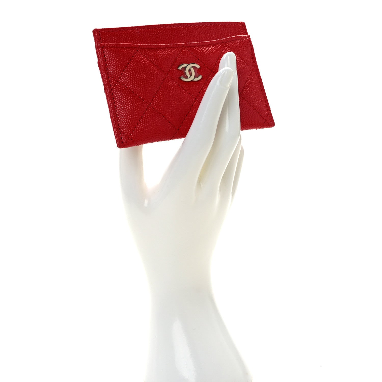 Chanel Caviar Quilted Card Holder Red 2 of 8