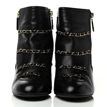 Chanel Lambskin Patent Calfskin Chain CC Short Boots 41 Black 2 of 8