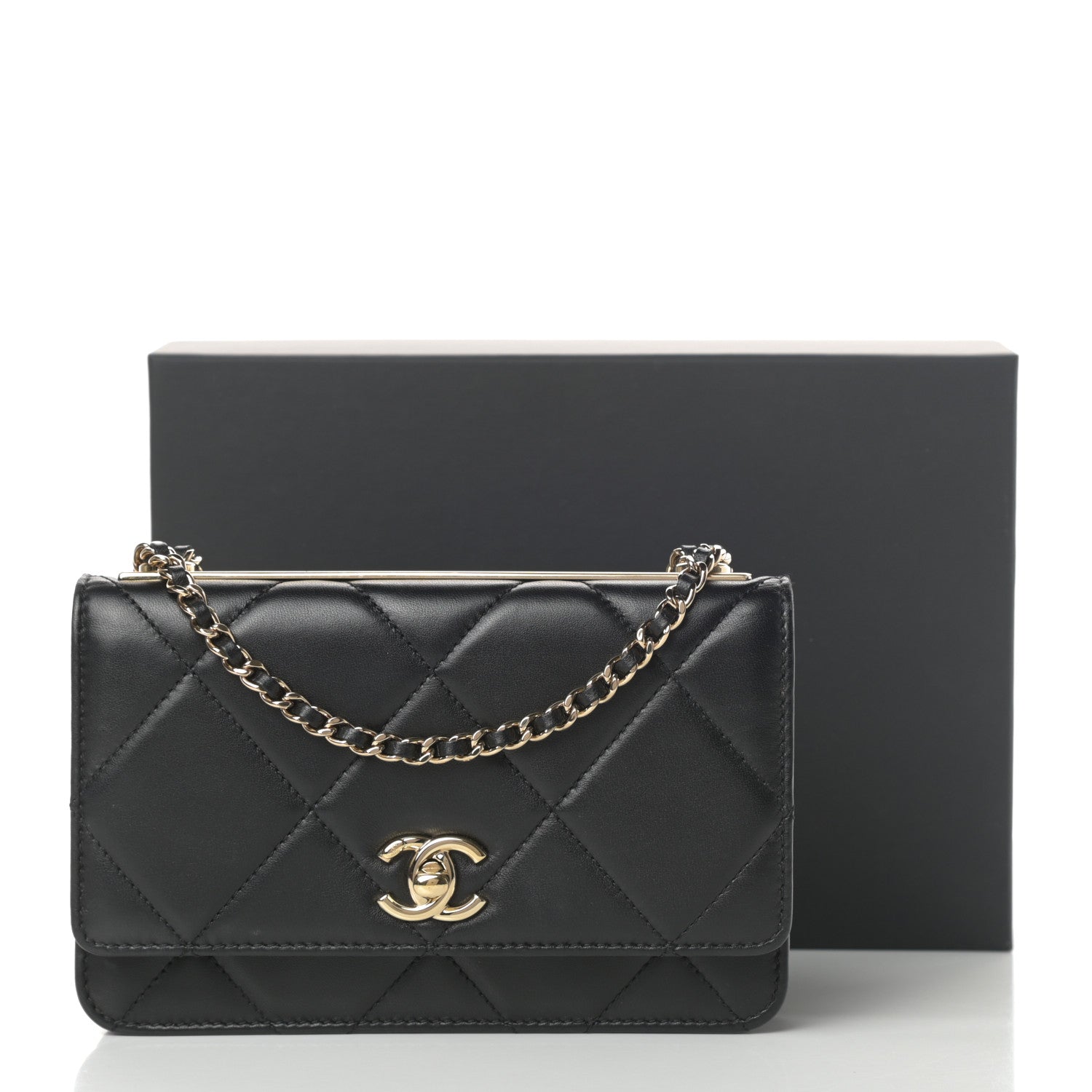 Chanel Lambskin Quilted Trendy CC Wallet On Chain WOC Black 15 of 15