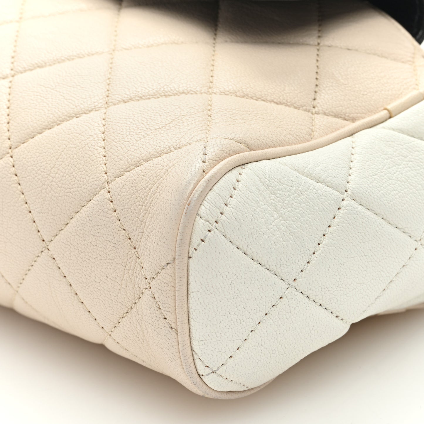 Goatskin Quilted Tri-Color Medium In & Out Camera Case Beige White Black