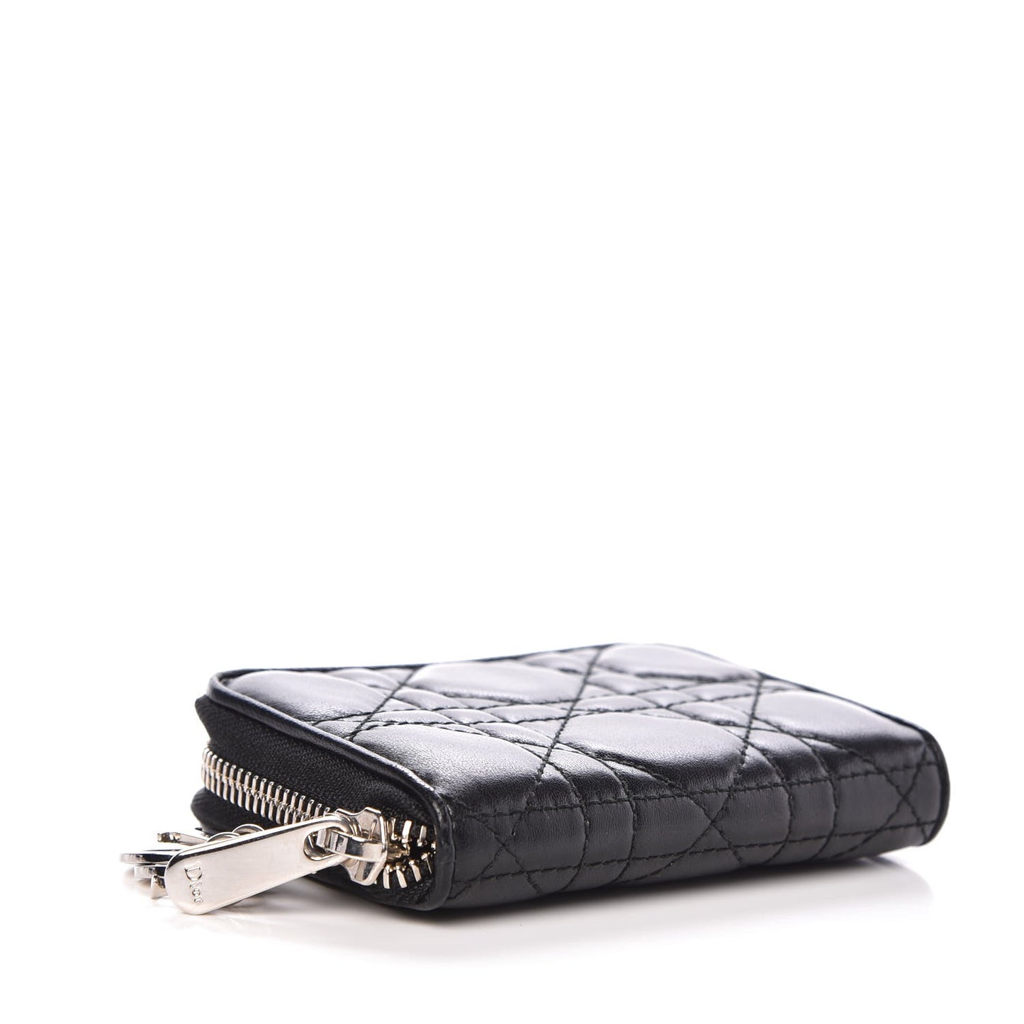 Lambskin Cannage Mini Lady Dior Zip Portemonnaie Black