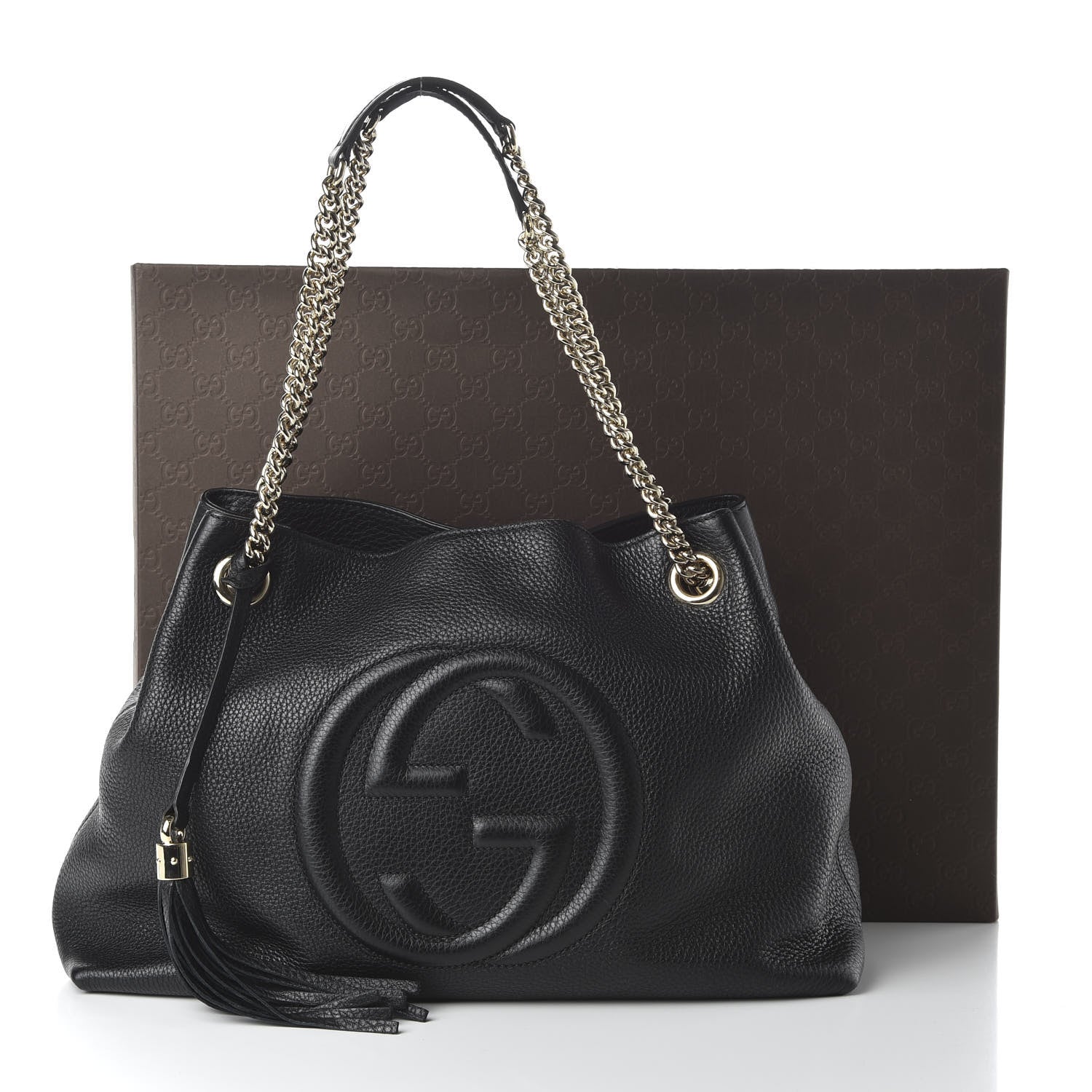 Gucci Pebbled Calfskin Medium Soho Chain Shoulder Bag Black 11 of 12