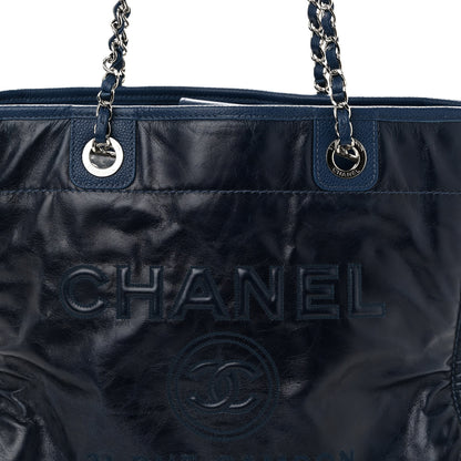 Chanel Glazed Calfskin Small Deauville Tote Blue 8 of 11
