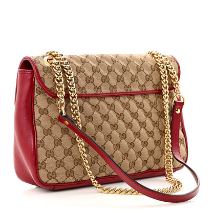 Gucci Monogram Azalea Calfskin Matelasse Diagonal Medium GG Marmont Shoulder Bag Beige Ebony New Cherry Red 3 of 11
