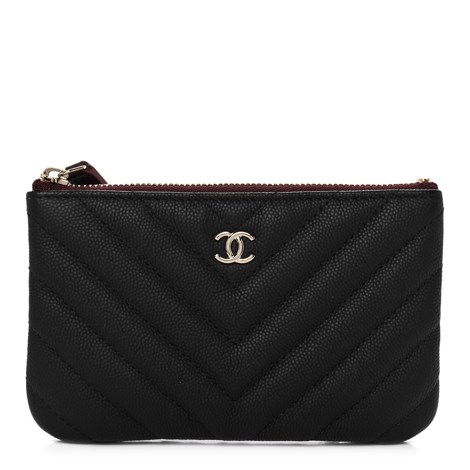 Chanel Caviar Chevron Quilted Small Cosmetic Case Black 1 of 11