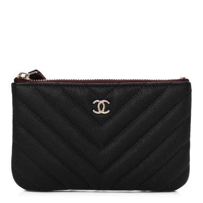 Chanel Caviar Chevron Quilted Small Cosmetic Case Black 1 of 11